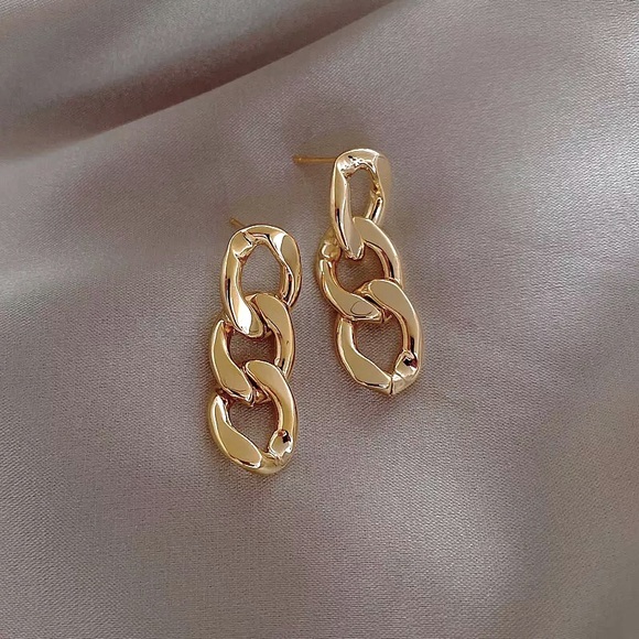 “Intentions” Chain Link Minimalist Boho Indie Streetwear Fashion Dainty Earrings - Picture 5 of 12